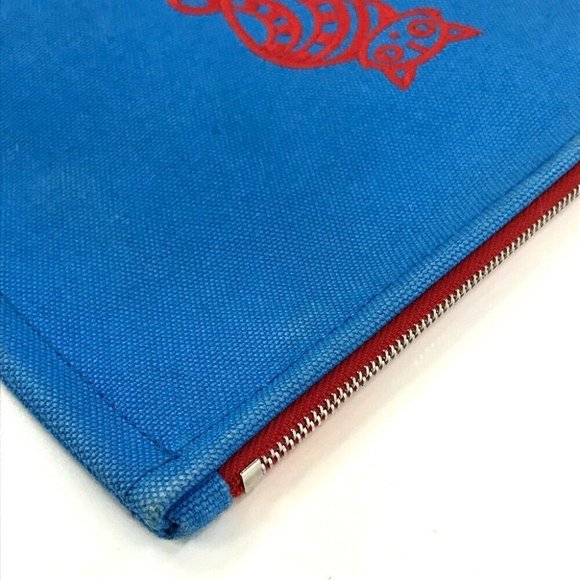 Authentic HERMES The King of Cats MITSOU Mitsu Cat Yachting PM Pouch Canvas Blue - Picture 10 of 12